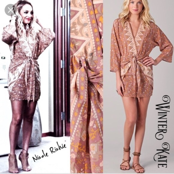 SOLD. Winter Kate Jaya Vintage Silk Elephant Print Mini Dress - Picture 4 of 7